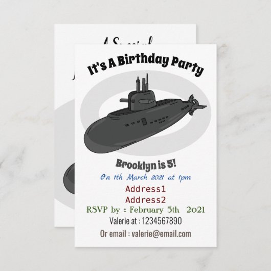 Invitation Illustration sous-marine (Devant / Derrière)