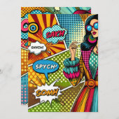 Invitation Illustration tendance dans le style pop art rétro (Devant / Derrière)