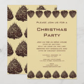 Invitation Illustration vintage Arbre de Noël Motif, Brown (Devant / Derrière)