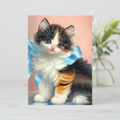 Invitation Illustration vintage Calico Kitten (Debout devant)