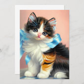 Invitation Illustration vintage Calico Kitten (Devant / Derrière)