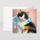 Invitation Illustration vintage Calico Kitten (Devant / Derrière)
