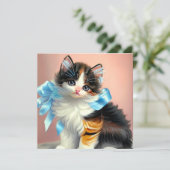 Invitation Illustration vintage Calico Kitten (Debout devant)