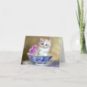 Invitation Illustration vintage de chaton blanc (Dos)