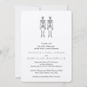 Invitation Illustration Vintage d'un Double Squelette Humain