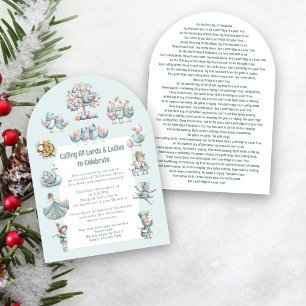 Invitation Illustration Whimsical 12 Jours de Noël bleu