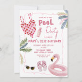 Invitation Illustration Whimsical Fête de Pool de filles (Devant)