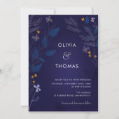 Invitation Illustration Whimsical Indigo Honey Flora Mariage (Devant)