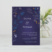 Invitation Illustration Whimsical Indigo Honey Flora Mariage (Debout devant)