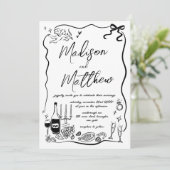 Invitation Illustrations à la main Doodles Mariage (Debout devant)