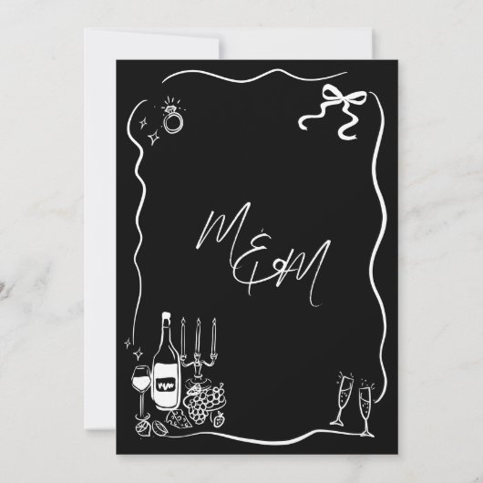 Invitation Illustrations à la main Doodles Mariage (Dos)