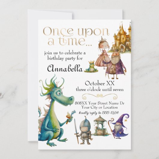 Invitation Illustrations de contes de fées classiques pour en (Devant)