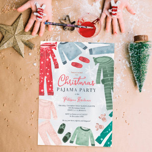 Invitation illustrations de fête de pyjama de Noël pour enfan