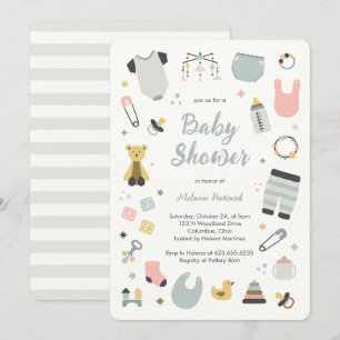 Invitation illustrations de jouets de nursery dessinés à la m