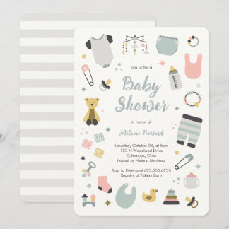 Invitation illustrations de jouets de nursery dessinés à la m