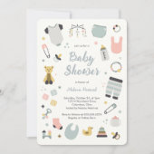 Invitation illustrations de jouets de nursery dessinés à la m (Devant)
