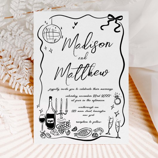 Invitation Illustrations dessinées à la main Doodles Wedding 