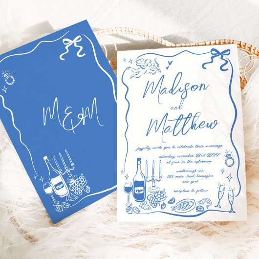 Invitation Illustrations dessinées à la main Mariage Doodles