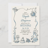Illustrations dessinées à la main Mariage rétro