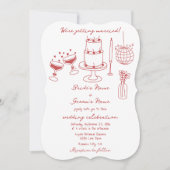 Invitation Illustrations faites à la main Doodles Maroon Mari (Devant)