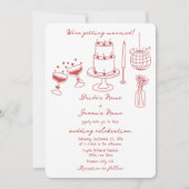 Invitation Illustrations faites à la main Doodles Maroon Mari (Devant)