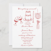 Invitation Illustrations faites à la main Doodles Maroon Mari (Devant)