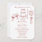 Invitation Illustrations faites à la main Doodles Maroon Mari (Devant)