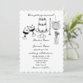 Invitation Illustrations noires dessinées à la main Doodles M (Debout devant)