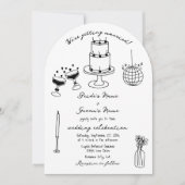 Invitation Illustrations noires dessinées à la main Doodles M (Devant)