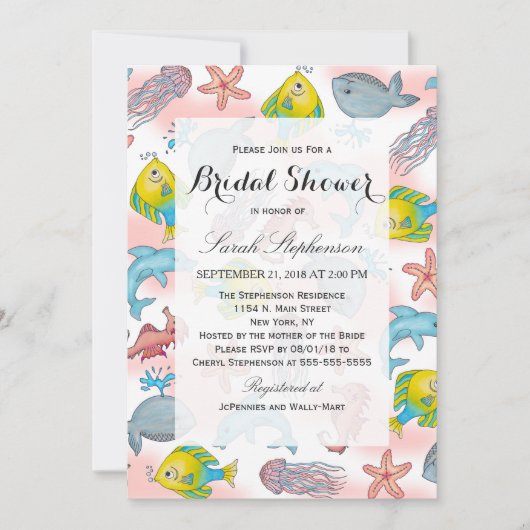 Invitation Illustrations sous-marines d'aquarelle de (Devant)