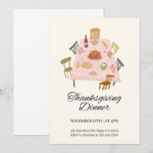 Invitation Illustrative Du Dîner De Thanksgiving (Devant / Derrière)