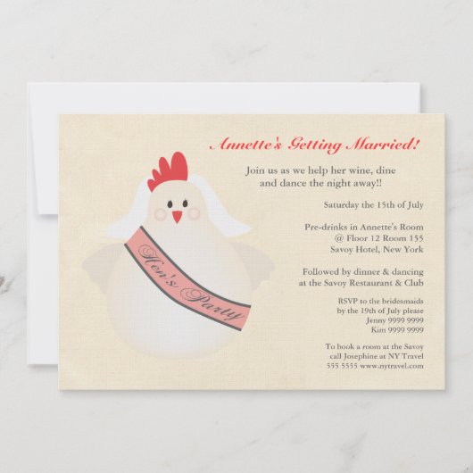 Invitation illustré de la fête de Hen (Devant)
