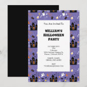 Invitation Illustré Motif d'Halloween avec violet (Devant / Derrière)