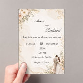 Invitation Illustrée Couple & Fleurs Roses Clair (In situ (ordinateur de poche))