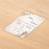 Invitation Illustrée Couple & Fleurs Roses Clair (Poser)