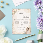 Invitation Illustrée Couple & Fleurs Roses Clair (Insitu (Mariage))