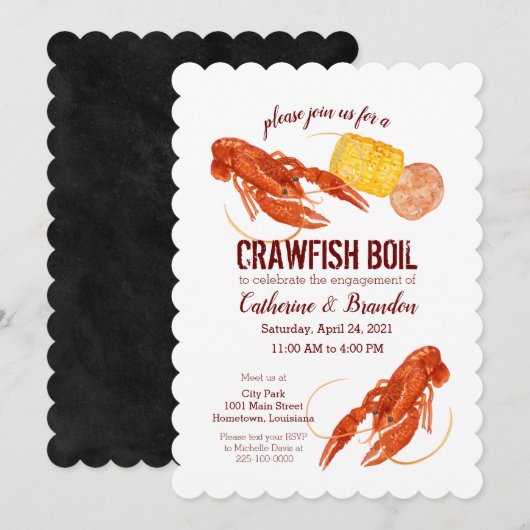 Invitation illustrée pour un Boil de écrevisses (Devant / Derrière)