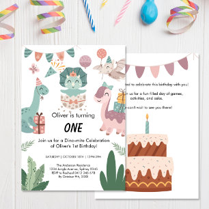 Invitation Illustrer art, couleur pastel Dinosaure anniversai