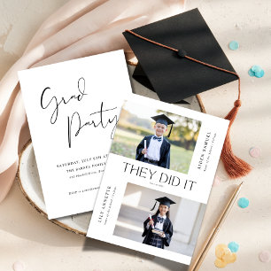 Invitation Ils L'Ont Fait Maternelle Double Graduation Photo
