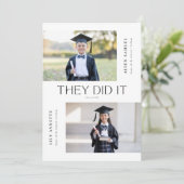 Invitation Ils L'Ont Fait Maternelle Double Graduation Photo (Debout devant)