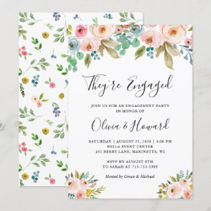 Invitation Ils sont engagés dans l'aquarelle Floral Engagemen
