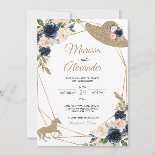 Invitation Ils sont partis à l'Altar Horse Race Wedding showe (Devant)