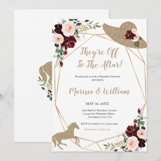 Invitation Ils sont partis à l'Altar Horse Race Wedding showe (Devant / Derrière)