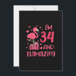 Invitation I'm 34 And Flamazing - Extraordinaire 34th Birthda<br><div class="desc">Funny Flamingo Gift for men,  Gift for women,  wife,  husband,  son,  daughter,  grandson,  granddaughter. Design Gift Idea for Birthday,  Christmas,  Anniversary,  Fathers day,  Mothers Day,  matching outfit men,  women,  father,  wife,  teacher.</div>