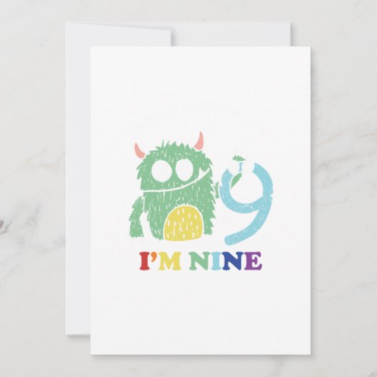 Invitation Im A Big Monster Now 9 th Birthday Party Gift (Devant)