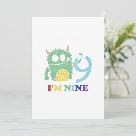 Invitation Im A Big Monster Now 9 th Birthday Party Gift (Debout devant)