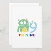 Invitation Im A Big Monster Now 9 th Birthday Party Gift (Devant / Derrière)