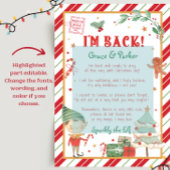 Invitation I'm Back Christmas Elf Letter Personnaliser & Impr