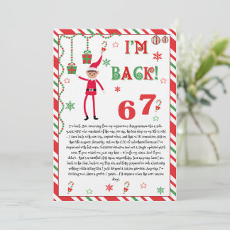 Invitation I'm back Elves Letter - Elf Welcome letter card