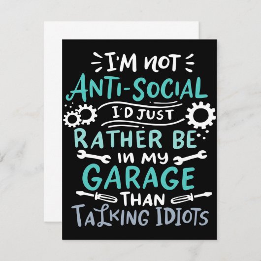 Invitation I'm Not Antisocial | Mechanic Canvas (Devant / Derrière)